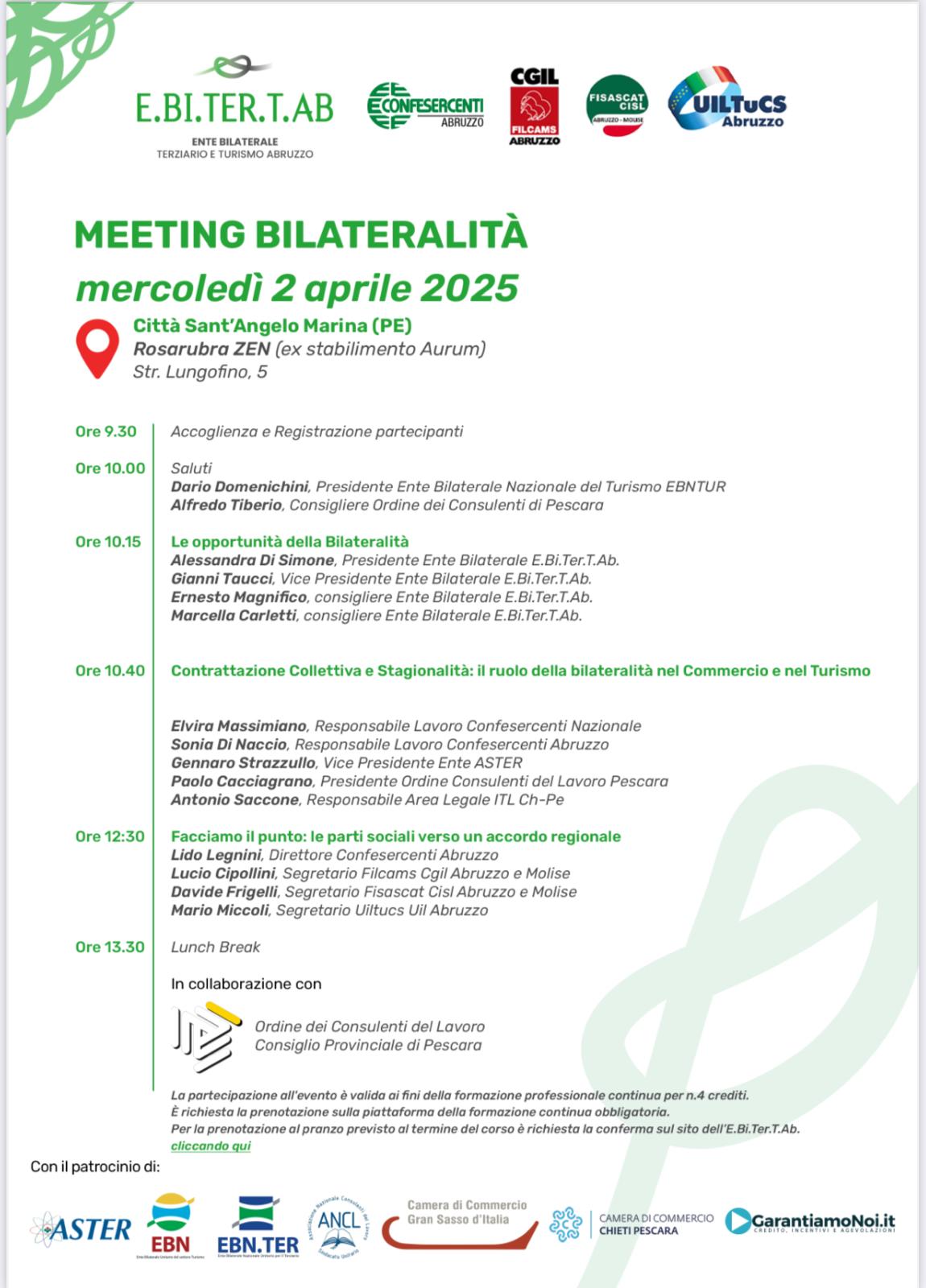Confesercenti Abruzzo, commercio e turismo: il 2 e 3 aprile meeting con CGIL, CISL e UIL